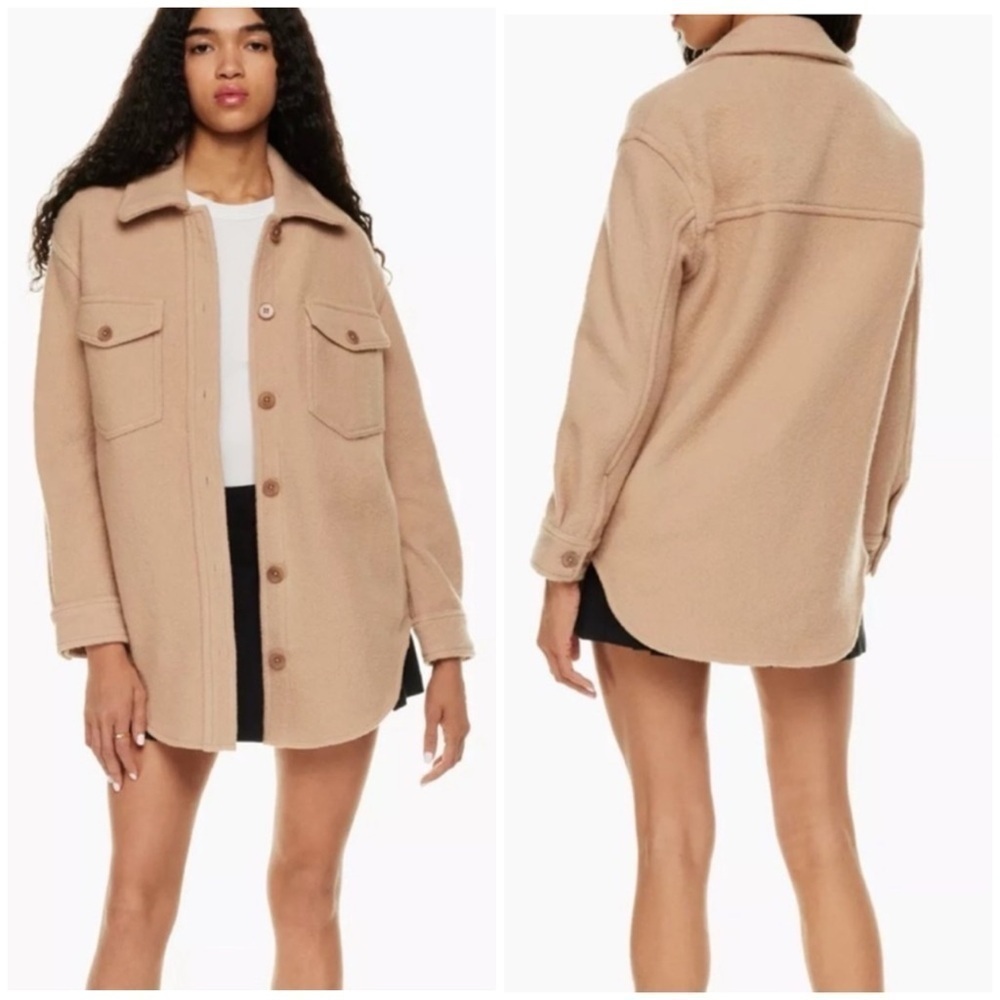 Aritzia Wilfred Free 100% Organic Cotton The Ganna Shaket, tan , oversized S